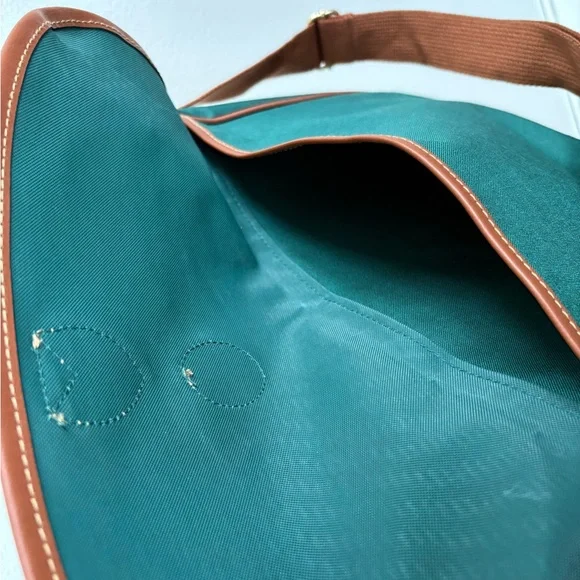 Polo Ralph Lauren Green Canvas Messenger Bag With Brown Leather Trim - Picture 11 of 14